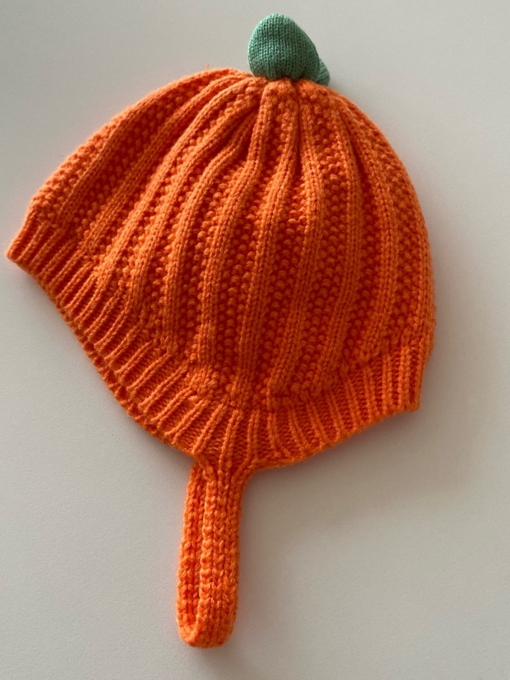 Cat & Jack Orange Knit Pumpkin Beanie with Green Stem